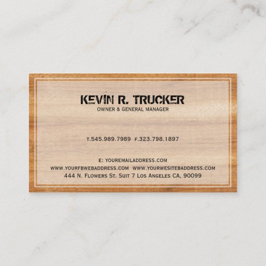 茶色のフェイク木材の質感のリフォーム 名刺 (裏面)