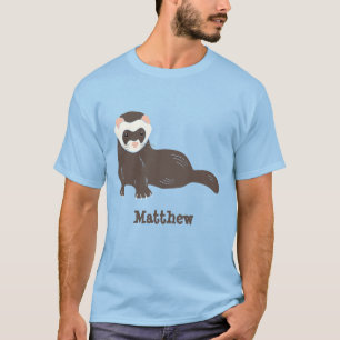 茶色のフパーソナライズされたェレット図 Tシャツ