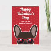 茶色のフレンチブルドッグ バレンタインデーカード カード (正面)