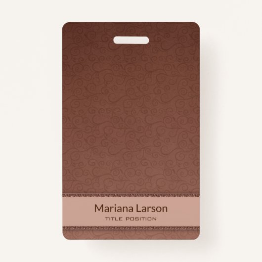 茶色のフローラダマスクパターン バッジ (裏面)