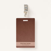 茶色のフローラダマスクパターン バッジ (正面クリップ)