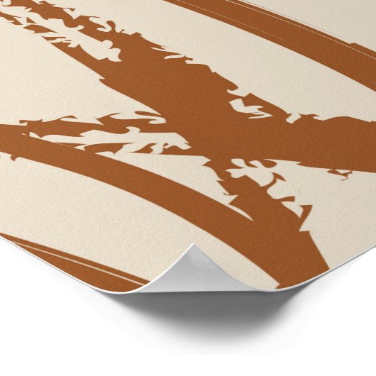 茶色のフローラブラシストロークのシームレスなパターンの背景 ポスター (角)