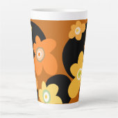 茶色のフローラルパターンコーヒーマグ カフェラテマグ (正面)