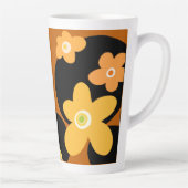 茶色のフローラルパターンコーヒーマグ カフェラテマグ (右)