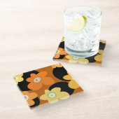 茶色のフローラ ガラスコースター (アングル)