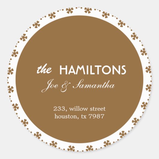 茶色のフローラ-住所 シール (正面)