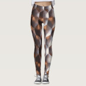 茶色のブロンズ六角抽象芸術幾何学模様 レギンス (正面)