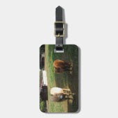 茶色のブロンド、2つのミニチュアウマ、"リトルポニー" ラゲッジタグ (正面縦)