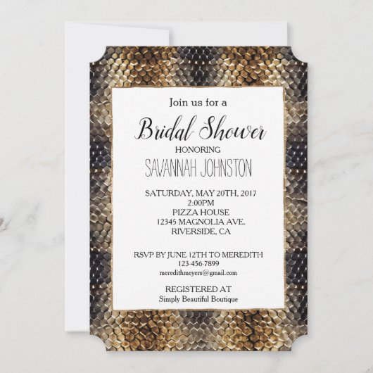 茶色のヘビの皮 招待状 (正面)