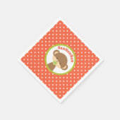 茶色のベビーモンキーおしゃれなNomNomNom スタンダードカクテルナプキン (角)