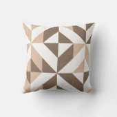 茶色のベージュのジオメトリックキューブパターン クッション (裏面)
