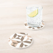 茶色のベージュのジオメトリックキューブパターン コースター (側面)