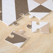 茶色のベージュのジオメトリックキューブパターン ジグソーパズル (側面)