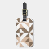 茶色のベージュのジオメトリックキューブパターン ラゲッジタグ (正面縦)