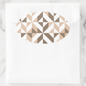 茶色のベージュのジオメトリックキューブパターン 楕円形シール (バッグ)