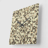 茶色のベージュのトーンで重なり合う小さな正方形 スクエア壁時計 (傾斜)