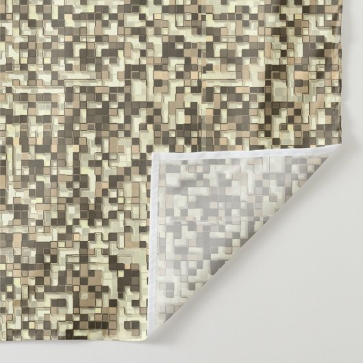茶色のベージュのトーンで重なり合う小さな正方形 タペストリー (詳細)