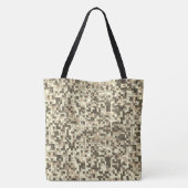 茶色のベージュのトーンで重なり合う小さな正方形 トートバッグ (裏面)