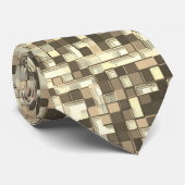 茶色のベージュのトーンで重なり合う小さな正方形 ネクタイ (ロール)