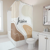 茶色のベージュモダン幾何学的な図形のパターン名 シャワーカーテン (インサイチュ)