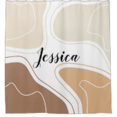 茶色のベージュモダン幾何学的な図形のパターン名 シャワーカーテン (正面)