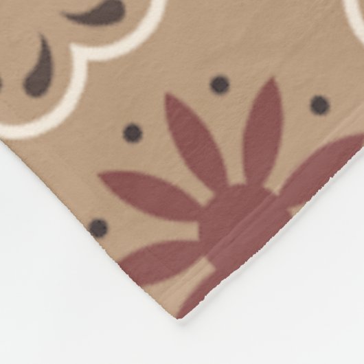 茶色のベージュモロッコモザイクジオメトリックパターン フリースブランケット (角)