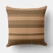 茶色のベージュ色のストライプの垂直パターン クッション (裏面)