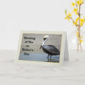 茶色のペリカンの鳥と父の日用カード カード (黄色い花)