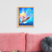 茶色のペリカンサンキス島 キャンバスプリント (インサイチュ (リビング))