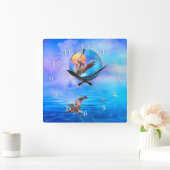 茶色のペリカンサンキス島 スクエア壁時計 (ホーム)