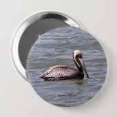 茶色のペリカンボタン 缶バッジ (正面&裏面)