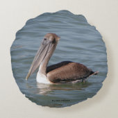 茶色のペリカン丸い枕 ラウンドクッション (裏面)