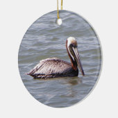 茶色のペリカン飾り セラミックオーナメント (左)