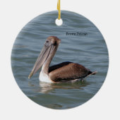 茶色のペリカン飾り セラミックオーナメント (裏面)
