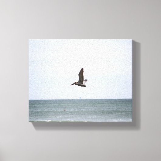 茶色のペリ飛んでいるカンの上の海色8 x 10 キャンバスプリント (正面)