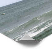 茶色のペリ飛んでいるカンの海色16x20 ポスター (角)