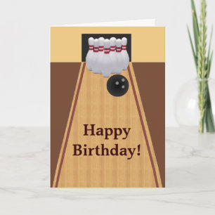 茶色のボーリング誕生日グリーティングカード カード