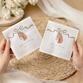 茶色のポニー 馬のサドルアップ スタンダードカクテルナプキン