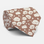 茶色のポピー畑クリーム ネクタイ (ロール)