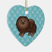 茶色のポメラニアンのイラスト セラミックオーナメント (右)