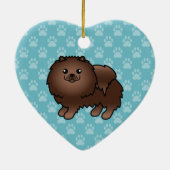 茶色のポメラニアンのイラスト セラミックオーナメント (裏面)