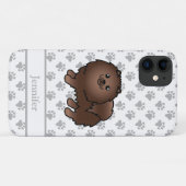 茶色のポメラニアン かわいいキャラクターデザインの犬 名前入り Case-Mate iPhoneケース (裏面(横))