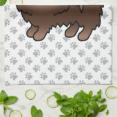 茶色のポメラニアン かわいい漫画の犬と肉球 キッチンタオル (折り畳み)