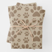 茶色のポープリントパターン ラッピングペーパーシート (インサイチュ)