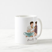 茶色のミニマリストのカップル白い可愛い愛 コーヒーマグカップ (正面右)