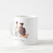 茶色のミニマリストのカップル白い可愛い愛 コーヒーマグカップ (正面左)