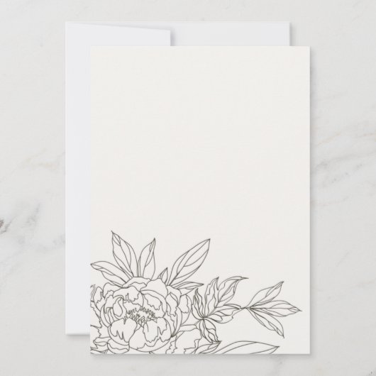 茶色のミニマルフローラスケッチ任意の年齢誕生日 サンキューカード (裏面)