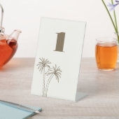 茶色のミニマル結婚リストトロピックスのテーブル番号 台座サイン (インサイチュ)