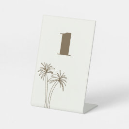 茶色のミニマル結婚リストトロピックスのテーブル番号 台座サイン