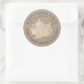 茶色のメープルシロップにテクスチャードされたメープルリーフ ラウンドシール (バッグ)